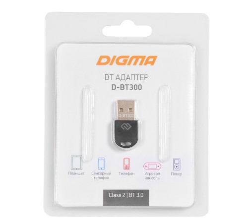 Адаптер USB Digma D-BT300 Bluetooth 3.0+EDR class 2 10м черный Адаптер USB Digma D-BT300 Bluetooth 3.0+EDR class 2 10м черный