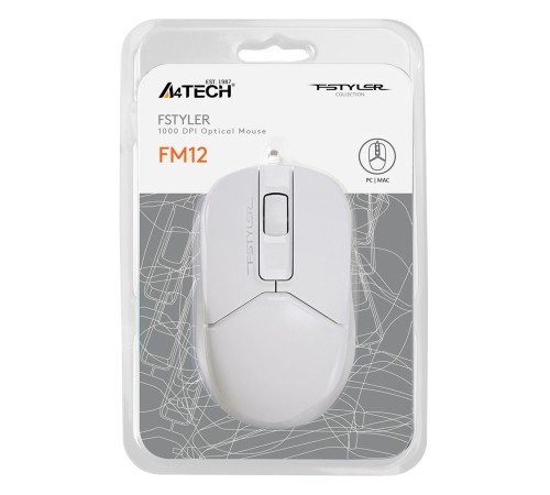 Мышь A4Tech Fstyler FM12 белый оптическая (1200dpi) USB (3but) Мышь A4Tech Fstyler FM12 белый оптическая (1200dpi) USB (3but)