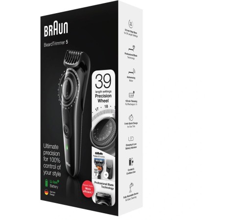 Триммер Braun BT5242 + Бритва Gillette + 2 кас черный (насадок в компл:3шт)