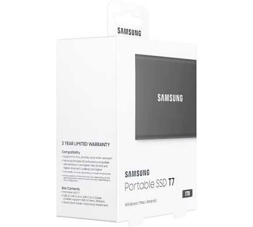 Накопитель SSD Samsung USB-C 1Tb MU-PC1T0T/WW T7 1.8" черный