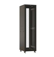 Шкаф Hyperline TTBR-4762-DD-RAL9004 Шкаф напольный 19-дюймовый, 47U, 2277x600х1200 мм (ВхШхГ), передняя и задняя распашные перфорированные двери (75%), ручка с замком, цвет черный (RAL 9004)(разобранн