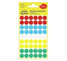 Этикетки Avery Zweckform 3088 54шт на листе диаметр 12мм/70г/м2/5л./ассорти самоклей. универсальная