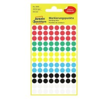 Этикетки Avery Zweckform 3090 104шт на листе диаметр 8мм/70г/м2/4л./ассорти самоклей. универсальная