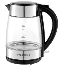 Чайник электрический Starwind SKG3026 1.7л. 2200Вт черный/серебристый (корпус: стекло)