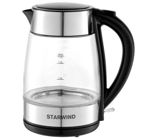 Чайник электрический Starwind SKG3026 1.7л. 2200Вт черный/серебристый (корпус: стекло) Чайник электрический Starwind SKG3026 1.7л. 2200Вт черный/серебристый (корпус: стекло)