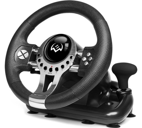 Руль Sven Sportline GC-W700 12кноп. (с педалями) черный/серебристый