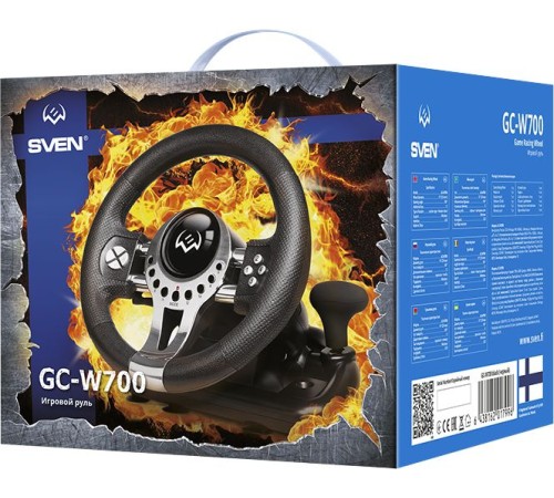 Руль Sven Sportline GC-W700 12кноп. (с педалями) черный/серебристый