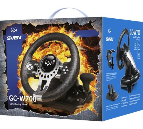 Руль Sven Sportline GC-W700 12кноп. (с педалями) черный/серебристый