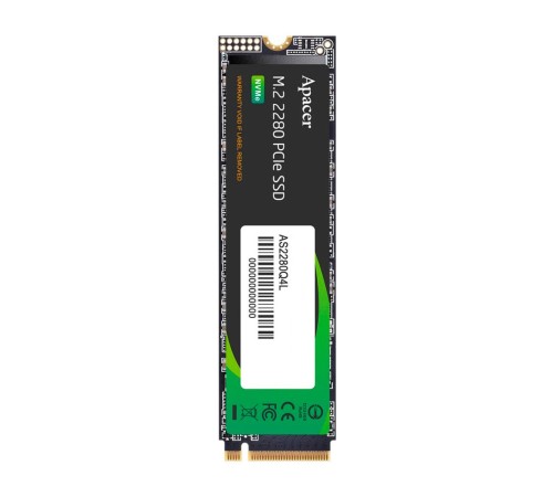 Твердотельный накопитель Apacer SSD AS2280Q4L 1TB M.2 2280 PCIe Gen4x4, R3600/W3000 Mb/s, 3D NAND, MTBF 1.5M, NVMe 1.4, 600TBW, Retail, 3 years (AP1TBAS2280Q4L-1) (AP1TBAS2280Q4L-1)