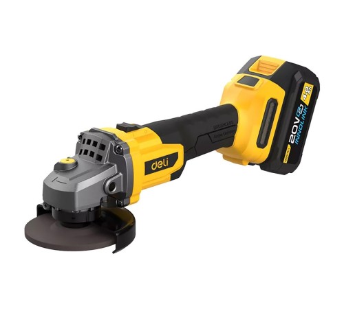 УШМ (болгарки) Deli Угловая шлифмашина аккумуляторная Deli DC601 (2АКБ*4Ач + ЗУ, 20В, 115мм, М14, 3500/6000/8500об/мин, сумка)