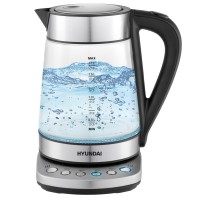 Чайник электрический Hyundai HYK-G3026 1.7л. 2200Вт серебристый/черный (корпус: стекло)