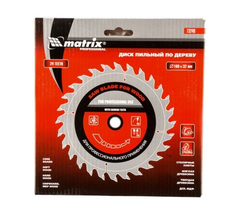 Диск пильный по дер. Matrix 73249 d=160мм d(посад.)=32мм (циркулярные пилы) (упак.:1шт)
