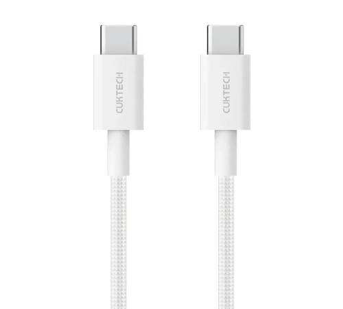 USB кабель CukTech Type-C to Type-C braided cable 1.5m 3A 60W CTC315P white