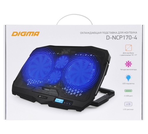 Подставка для ноутбука Digma D-NCP170-4 17"390x280x28мм 2xUSB 4x 70/125ммFAN 750г черный Подставка для ноутбука Digma D-NCP170-4 17"390x280x28мм 2xUSB 4x 70/125ммFAN 750г черный