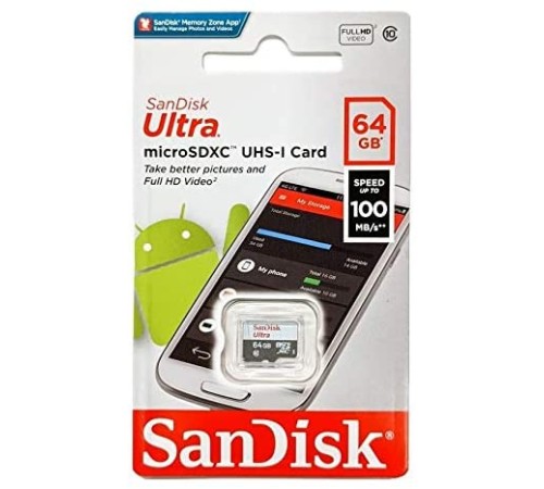 Флеш карта microSDXC 64Gb Class10 Sandisk SDSQUNR-064G-GN3MN Ultra Light w/o adapter
