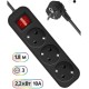 Сетевой удлинитель Defender G318 1.8м (3 розетки) черный (коробка)