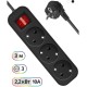 Defender Удлинитель G330 3.0 м, 3 розетки [99334] выключатель, с заземлением