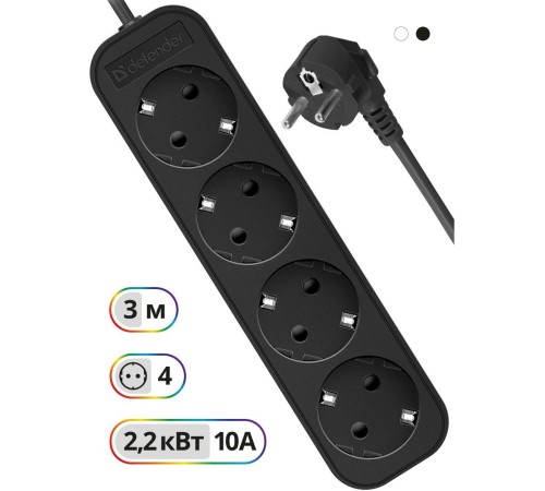 Defender Удлинитель M430 3.0 м, 4 розетки  [99326], с заземлением