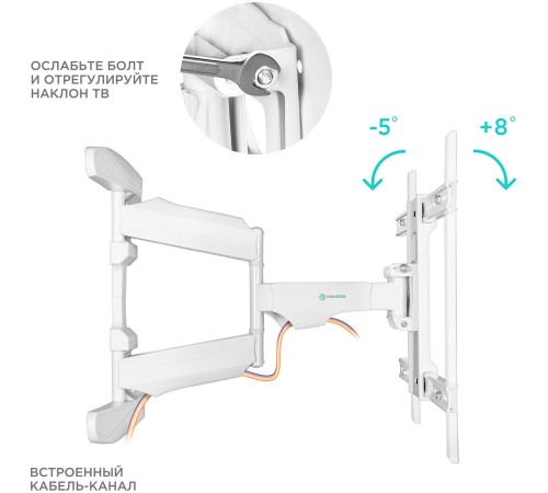 Кронштейн для телевизора Onkron M6L белый 40"-75" макс.45кг настенный поворот и наклон Кронштейн для телевизора Onkron M6L белый 40"-75" макс.45кг настенный поворот и наклон