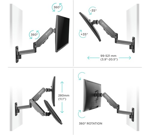 Кронштейн для телевизора Onkron G150 черный 13"-34" макс.8кг настенный поворот и наклон верт.перемещ.