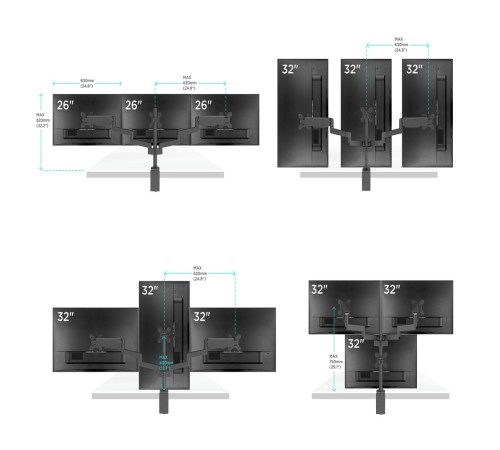 Кронштейн для мониторов Onkron G280 черный 13"-32" макс.24кг настольный поворот и наклон верт.перемещ.