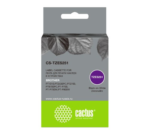 Картридж ленточный Cactus CS-TZES251 TZe-S251 черный для Brother 1010/1280/1280VP/2700VP