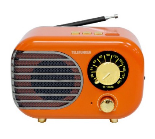 Радиоприемник настольный Telefunken TF-1682B оранжевый/золотистый USB microSD