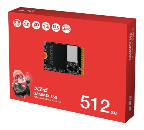 Твердотельный накопитель SSD ADATA M.2 2230 512GB XPG GAMMIX S55 PCIe Gen4x4 with NVMe 5000/3000, 3D ТLC NAND, 230TBW