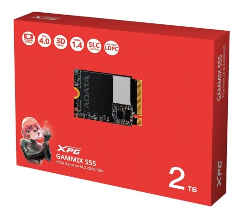 Твердотельный накопитель SSD ADATA M.2 2230 2TB XPG GAMMIX S55 PCIe Gen4x4 with NVMe 5000/3700, 3D ТLC NAND