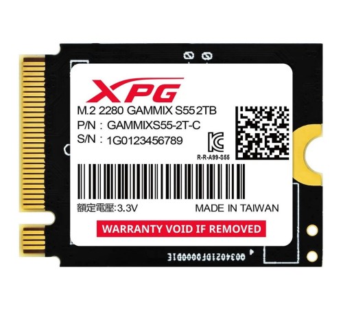 Твердотельный накопитель SSD ADATA M.2 2230 2TB XPG GAMMIX S55 PCIe Gen4x4 with NVMe 5000/3700, 3D ТLC NAND