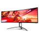 Монитор 48,8" AOC AG493UCX2 Curved 1800R 5120x1440 165Гц VA WLED 32:9 1ms 3*HDMI DP 1*USB-C(DP Alt) 3*USB3.2 3000:1 80M:1 178/178 400cd 2*Speakers5W HAS Tilt Swivel External Black (AG493UCX2)