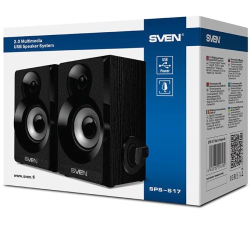SVEN SPS-517, чёрный, акустическая система 2.0, USB, мощность 2x3 Вт(RMS) SVEN SPS-517 (SV-016180)