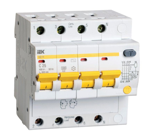 Iek MAD10-4-025-C-300 Диф.автомат АД14 4Р 25А 300мА ИЭК