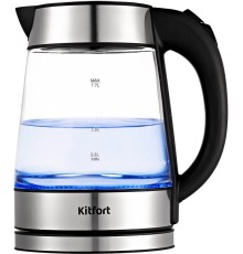 Чайник электрический Kitfort KT-6118 1.7л. 2200Вт прозрачный/серебристый (корпус: стекло)