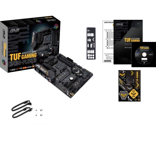 Материнская плата Asus TUF GAMING B450-PLUS II Soc-AM4 AMD B450 4xDDR4 ATX AC`97 8ch(7.1) GbLAN RAID+HDMI+DP