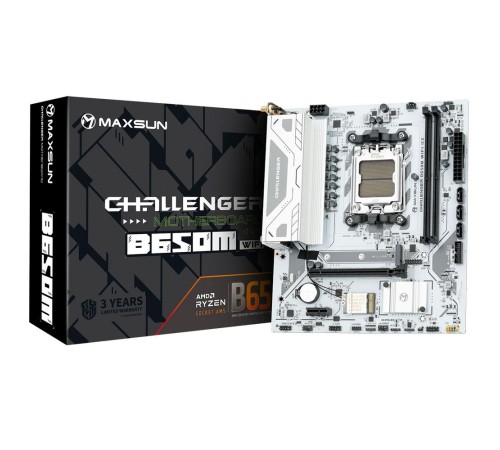 Материнская плата Maxsun MS-Challenger B650M WIFI ICE B760 AM5 2xDDR5 1xPCIEx16 1xPCIEx1 1xM.2 6xUSB3.2Gen1 4xUSB2.0 3xSATA3.0 1G DP HDMI M-ATX RTL