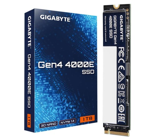 Твердотельный накопитель SSD Gigabyte M.2 2280 1TB Gen4 4000E SSD PCI Express 4.0x4, NVMe 1.4, 4000/3900, MTBF 1.5M, 3D NAND, 320TBW, RTL Твердотельный накопитель SSD Gigabyte M.2 2280 1TB Gen4 4000E SSD PCI Express 4.0x4, NVMe 1.4, 4000/3900, MTBF 1.5M, 3D NAND, 320TBW, RTL