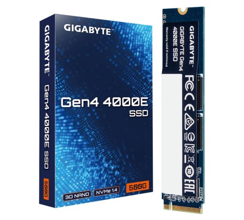Твердотельный накопитель SSD Gigabyte M.2 2280 500GB Gen4 4000E SSD PCI Express 4.0x4, NVMe 1.4, 3600/3000, MTBF 1.5M, 3D NAND, 300TBW, RTL