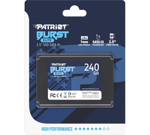 Накопитель SSD Patriot SATA III 240Gb PBE240GS25SSDR Burst Elite 2.5"