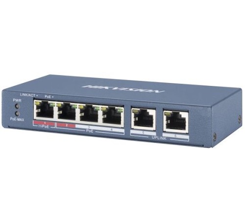 Коммутатор Hikvision DS-3E0106P-E/M 6x100Mb 4PoE+ 35W неуправляемый Коммутатор Hikvision DS-3E0106P-E/M 6x100Mb 4PoE+ 35W неуправляемый
