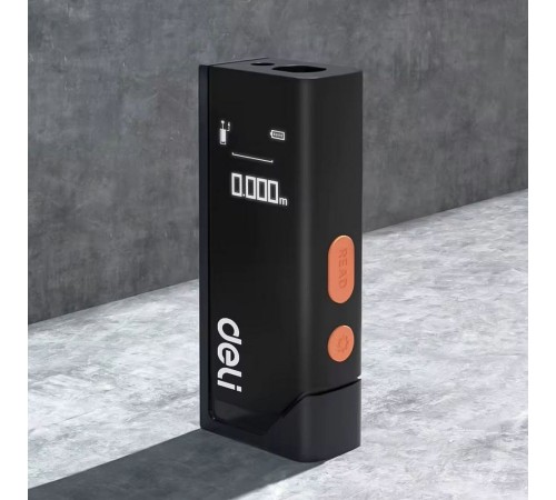 Deli Лазерный дальномер "Home Series Black" Deli DL331140  диапазон измерений 0,05~40м, точность измерения ±3мм, 370 мАч, OLED дисплей, Type-C, вес 48 грамм, эксклюзивный дизайн