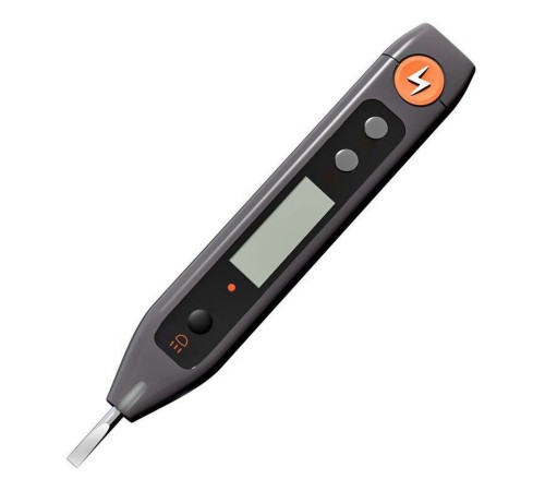 Индикаторная отвертка-тестер напряжения цифровая "Home Series Gray" Deli HT7005 (12-250 В, фонарик, батарейки в комплекте)