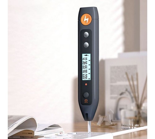 Индикаторная отвертка-тестер напряжения цифровая "Home Series Gray" Deli HT7005 (12-250 В, фонарик, батарейки в комплекте)