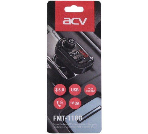 Автомобильный FM-модулятор ACV FMT-118B черный MicroSD BT USB (37399) Автомобильный FM-модулятор ACV FMT-118B черный MicroSD BT USB (37399)