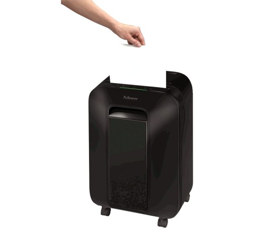 Шредер Fellowes PowerShred LX200 черный (секр.P-4)/перекрестный/12лист./22лтр./скрепки/скобы/пл.карты