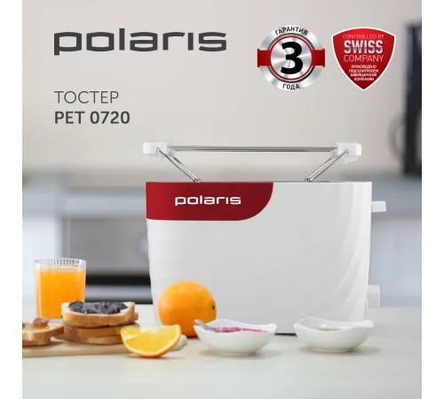 Тостер Polaris PET 0720 700Вт белый/красный Тостер Polaris PET 0720 700Вт белый/красный