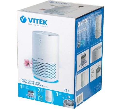 Воздухоочиститель Vitek 8553-VT-01 25Вт белый Воздухоочиститель Vitek 8553-VT-01 25Вт белый