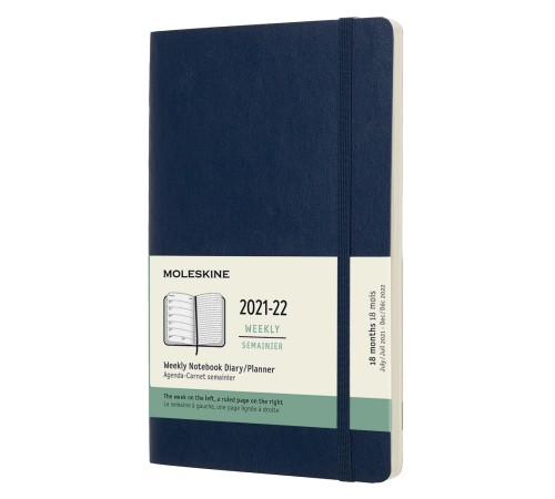 Еженедельник Moleskine ACADEMIC SOFT WKNT Large 130х210мм датир.18мес 208стр. мягкая обложка синий