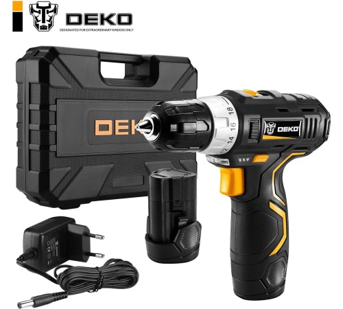 Дрель-шуруповерт Deko GCD12DU3 SET 3 аккум. патрон:быстрозажимной (кейс в комплекте)