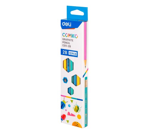 Карандаш чернографит. Deli EC011-2B Comiko 2B шестигран. липа ластик корпус ассорти коробка картонная (12шт) Карандаш чернографит. Deli EC011-2B Comiko 2B шестигран. липа ластик корпус ассорти коробка картонная (12шт)
